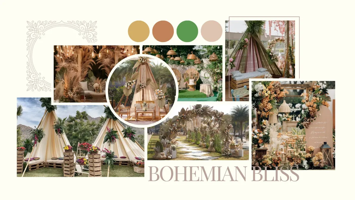 Bohemian Bliss wedding decor moodboard